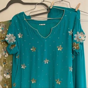 Salwar Kameez Indian 3-Piece Set – Blue, Size 42